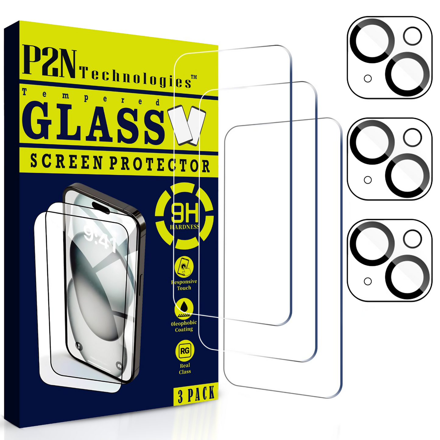 Screen & Lens Protector for iPhone 15/15 pro/15 pro max,9H+Tempered Glass,Case-Friendly