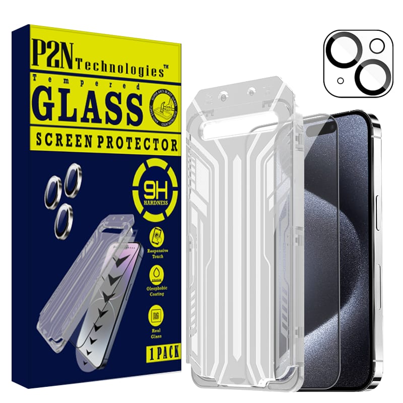 Screen & Lens Protector for iPhone 15/15 pro/15 pro max,9H+Tempered Glass,Case-Friendly